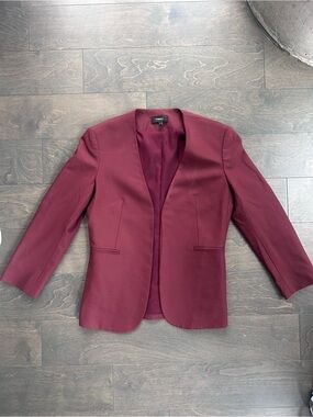 Theory Women's Burgundy Lindraya Open Blazer Jacket Size 0